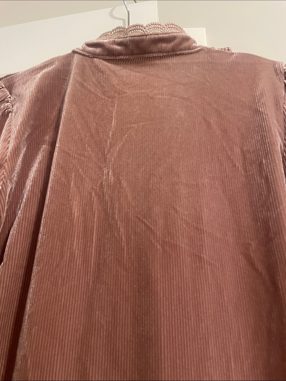 Velvet Ruffle Button-Front Shirt - Dusty Rose - Picture 5 of 5
